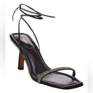 FRAME Le Ozzie Ankle Tie Sandal Black Leather Women’s SZ EU38.5  MSRP $468